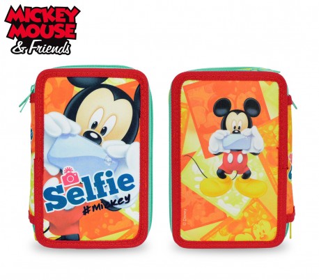  MK16109 Estuche de Mickey Mouse con 3 cremalleras y 43 piezas 