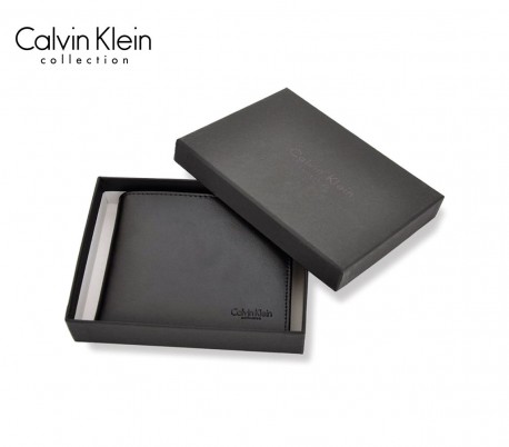 S04 Cartera negra CALVIN KLEIN en cuero con porta-monedas