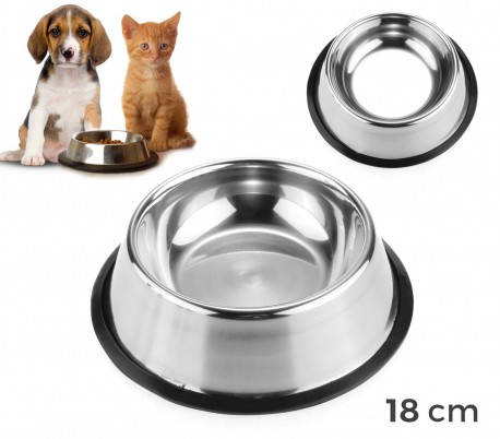 45000 Comedero de acero para perros y gatos antideslizante de 18 cm