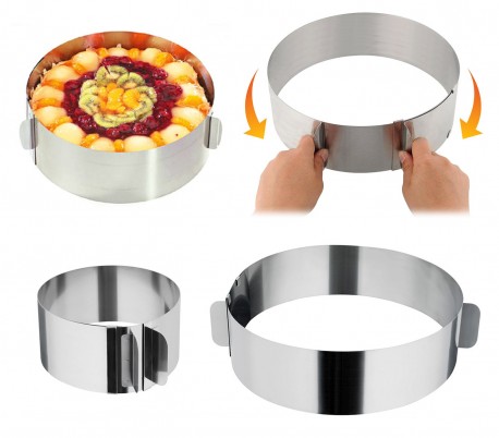 274088 Anillo de acero ajustable para tartas y pasteles de 16 a 30 cm