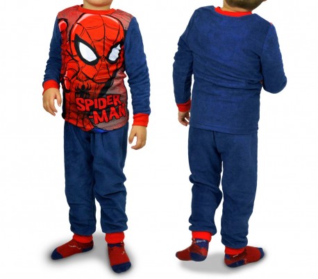 1732 Pijama de terciopelo para niños con motivo de Spiderman  (4 a 8 años)