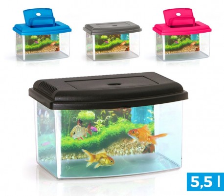 10636 Acuario de plástico rígido rectangular 5.5L con tapa 28x20x17 cm