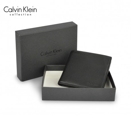 S09 Cartera negra para hombre CALVIN KLEIN de piel con porta monedas