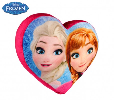 826117 Cojín suave 3D en forma de corazón Anna y Elsa Frozen 38 x 35 cm