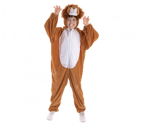 227691 Disfraz de carnaval de Leona niño y niña con cremallera onesie -1 a 4 año