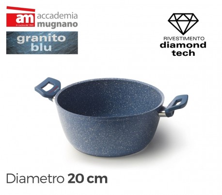 Cacerola antiadherente con dos asas 20 cm Accademia Mugnano GRANITO BLU