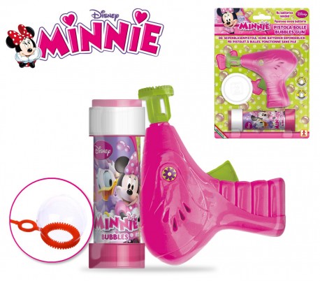 Pistola motivo MINNIE MOUSE tira burbujas de jabón incluye frasco 60ml