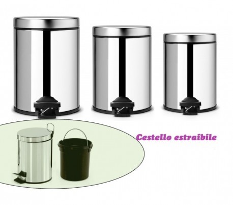 Set de 3 cubos de basura aluminio 3 - 5 - 12 LT 