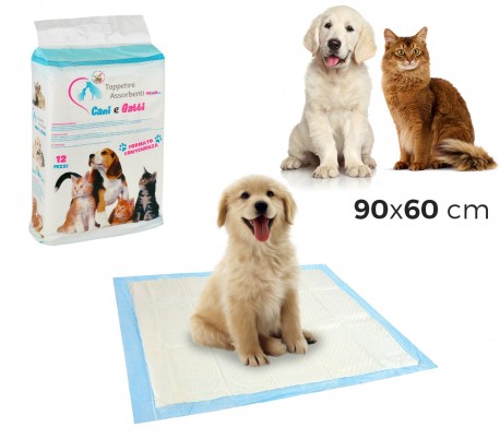 629313 Pack 12 empapadores absobentes para perros y gatos 60x60 cm absorbe olore