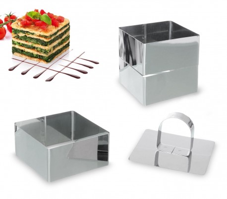  702239 Set di 3 coppapasta quadrati in acciaio inox con stantuffo GRAN CHEF 