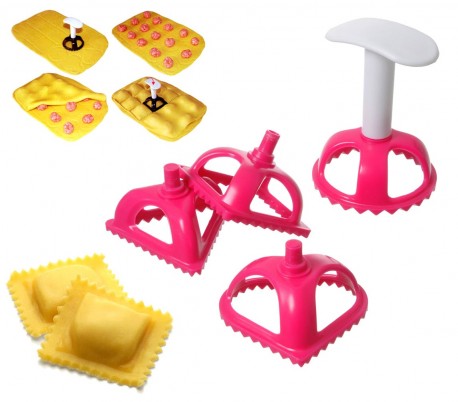 704636 Set 4 moldes de plástico tamaño raviolis y empanadillas borde dentado