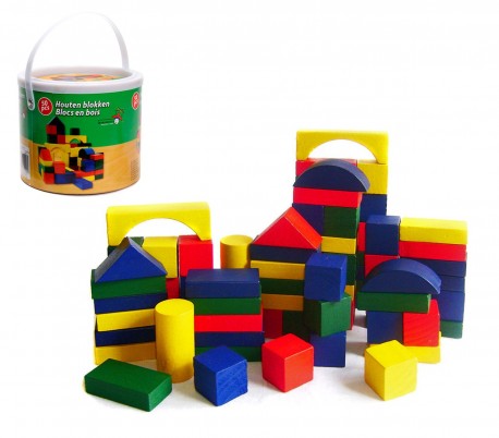 44026 Cubo juego 50 piezas de madera en colores para niños apartir de 2 años