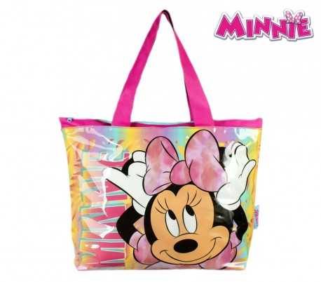 21-976 Bolso de color rosa para playa y ocio motivo MINNIE con cremallera