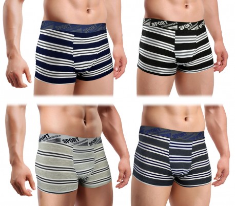 B104 Pack 12 boxers de algodón para hombre Huston fantasía rayas