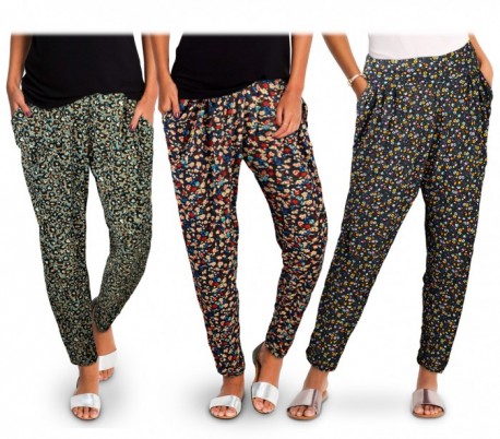 TG08-11 Pack 3 pantalones para mujer mod. FLOREAL tela suave motivo flores