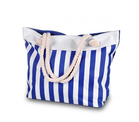 GH734229 Bolso de playa mod. BEACHWEAR fantasia de rayas con asa de cuerda