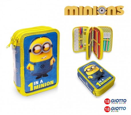 848698 Estuche porta lápizes MINIONS 3 apartados con accesorios 41PZ