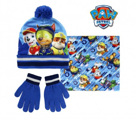 22-2441Set 3 pz para invierno PAW PATROL para niños gorro guantes y bufanda