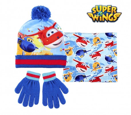 22-2443 Pack completo para invierno SUPER WINGS Gorro guantes bufanda y manta