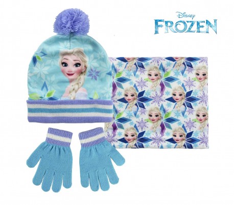 22-2445 Pack 3 pz completo para invierno motivo FROZEN Gorro guantes y bufanda