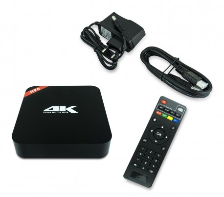 H96 4K HD Smart Box TV Android 5.1 64 Bit con mando y cable HDMI incluido