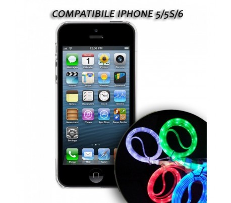 Cable de datos USB luminoso de colores cargabateria compatible con iphone 5/5S/6