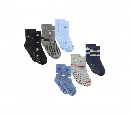 N623 Pack 6 calcetines para niños mod. BABY BOY con antideslizantes talla 22/26