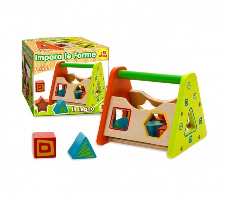 405047 Juego educativo ENCAJAR LAS FORMAS de madera en colores con 6 formas 