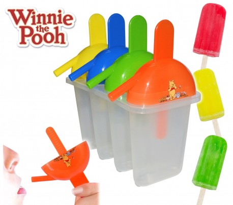 Set 4 formas coloridas para helados caseros Winnie The Pooh con pajitas