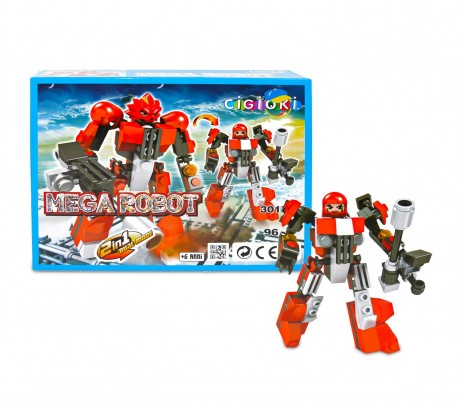 358290 Playset MEGAROBOT CIGIOKI dos combinaciones 96 piezas para ensamblar