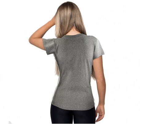 KZ-357 Camiseta de mujer en tejido para fitness transpirable con rayas laterales