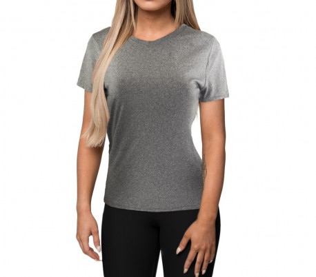 KZ-358 Camiseta de mujer en tejido transpirable con rayas en las mangas