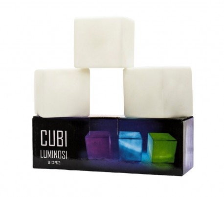 370582 Set 3 cubos LED Multicolor cromoterapia luz para ambiente nocturna 6.5 cm