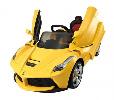 B81842 Coche eléctrico para niños FERRARI asiento de piel 12V con control remoto