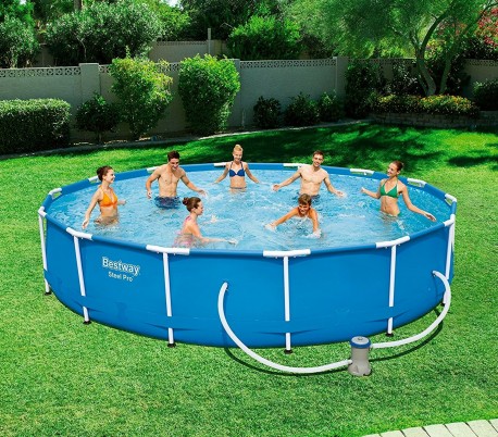 56595 Piscina Steel Pro Bestway con bomba de filtro diámetro 427 x 84 cm