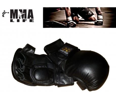 Guantes MMA entrenamiento con relleno lucha combate genuino cuero ajustable