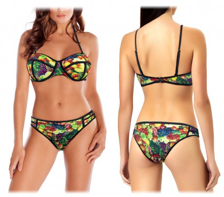 G1662 Bikini para mujer mod. FRUIT con fantasía de frutas y copas acolchadas