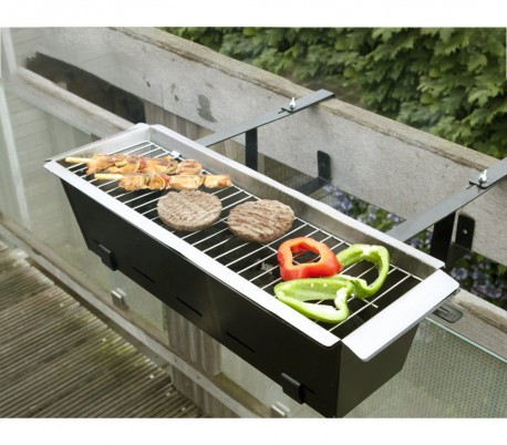 10756 Barbacoa universal para balcón o barandas en terraza o jardín 19x58x38 cm