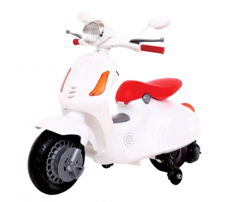 B38110 Moto eléctrica para niños VESPINA con ruedines  12V luces y sonidos MP3