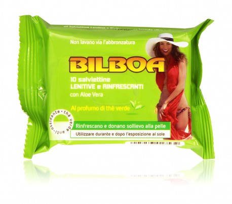 Pack 10 toallitas de té verde Bilboa calmante refrescante y para el bronceado