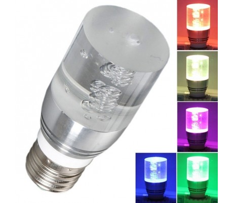 Bombilla Cristal LED efecto multicolor RGB 3W E27 efecto cromoterapia con mando