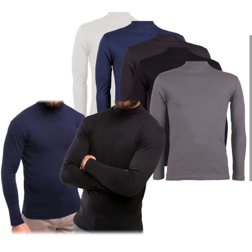 VKA28 Pack 5 camisetas para hombre con interior felpa mod.Bradley medio cuello