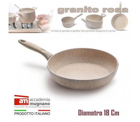 Sartén 18 cm antiadherente de efecto piedra y revestimiento Diamond Tech - Accademia Mugnano GRANITO ROSA