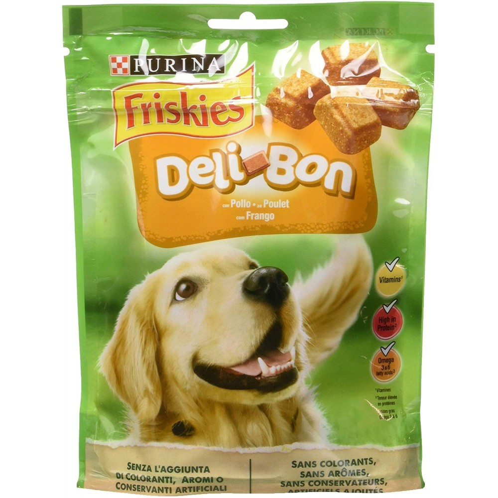 Bocados con sabor Pollo Purina Friskies Deli Bon sin conservantes 130g