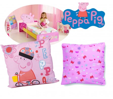 Cojín de PEPA PIG en color celeste y motivo oso de peluche (42x42CM) en microfibra - Perfecto dormitorio infantil