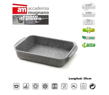 Bandeja para horno rectangualr 30x28 cm revestimiento con efecto piedra revestimiento - Accademia Mugnano CUORE DI PIETRA