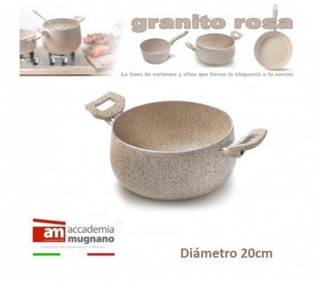 Cacerola de 20 cm antiadherente de efecto piedra y revestimiento Diamond Tech - Accademia Mugnano GRANITO ROSA