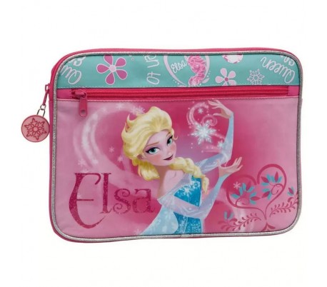 Funda para Tablet con bolsillo apto para maquillaje con doble cremallera Disney Frozen Elsa 29 x 21 x 2 cm 4256851