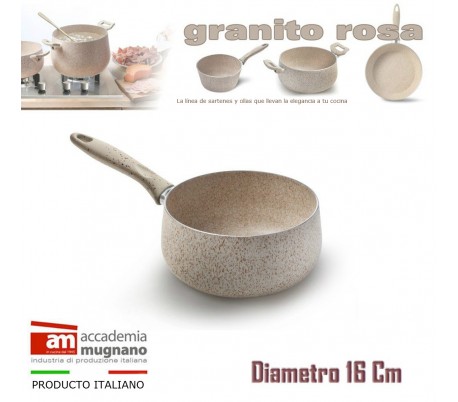 Sartén 1 mango y 1 asa 28cm antiadherente y revestimiento con efecto piedra revestimiento - Accademia Mugnano CUORE DI PIETRA