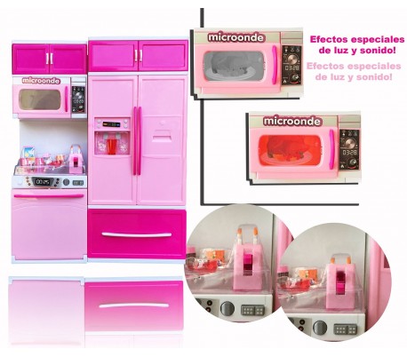 Cocinita infantil de color rosa con efectos de sonido y iluminación y accesorios La mia splendida cucina - 101788 